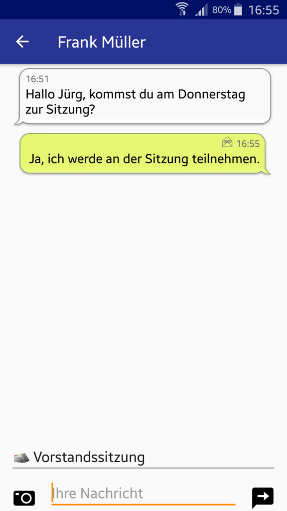 VereinsApp - Die Vereins-App / Vereins App mit Chat Nachrichten Ansicht eines Gruppen Chats - Android